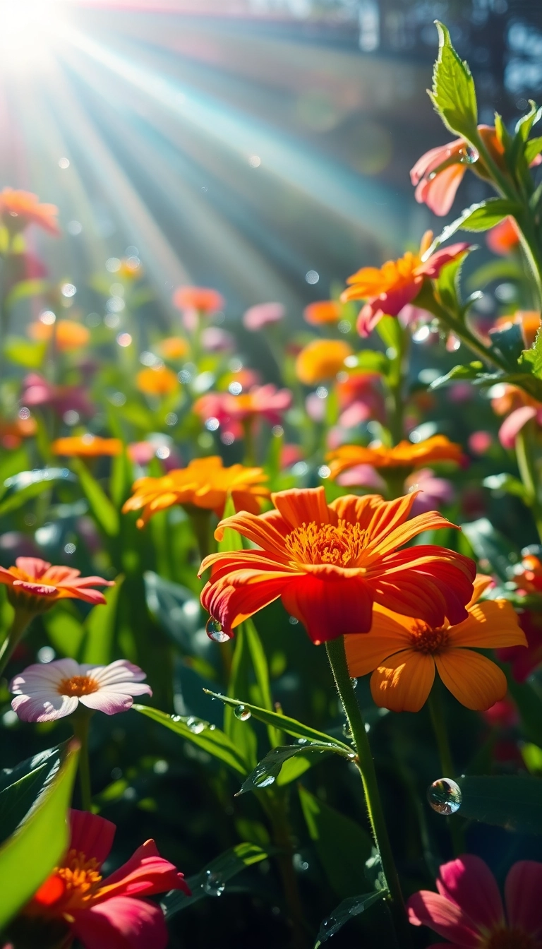 HD iPhone AI Spring Rain Garden Luxury Background